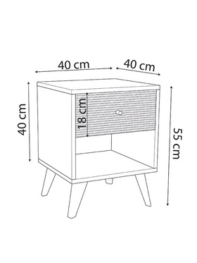 Κομοδίνο Flipter Pakoworld Μελαμίνης Μαύρο-oak 40x40x55εκ