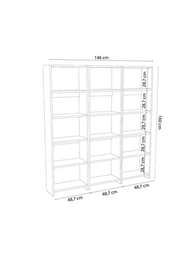 Βιβλιοθήκη Rabuku Pakoworld σε Ανθρακί Απόχρωση 146x22x123εκ