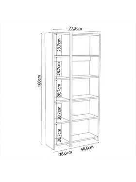 Βιβλιοθήκη Alkathi Pakoworld σε Λευκή Απόχρωση 77x22x160εκ