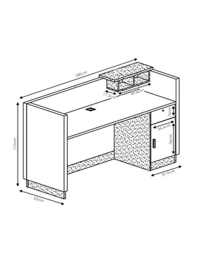 Γραφείο Reception Oscar Pakoworld Καρυδί-Ανθρακί 180x65x76εκ