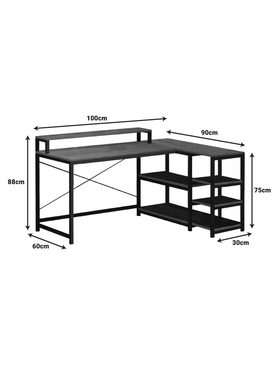 Γραφείο Γωνιακό Tebul Pakoworld mdf-Metal σε oak Απόχρωση 100x60x88εκ