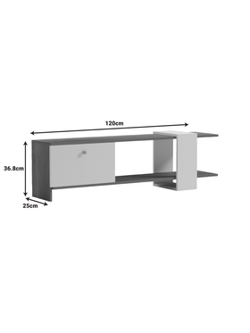 Έπιπλο Τηλεόρασης Standi Pakoworld σε Sonoma-Γκρι Cement Απόχρωση 120x25x36.8εκ