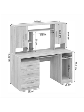 Γραφείο Εργασίας Keldra Pakoworld με Συρτάρια και Ντουλάπια σε Sonoma Απόχρωση 140x59.8x142.2εκ
