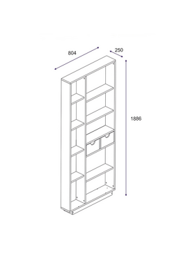 Βιβλιοθήκη με Συρτάρια Dakin Pakoworld σε oak Απόχρωση 80x25x190εκ