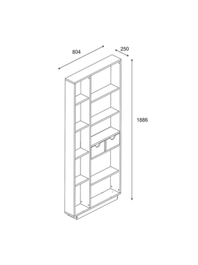 Βιβλιοθήκη με Συρτάρια Dakin Pakoworld σε oak Απόχρωση 80x25x190εκ