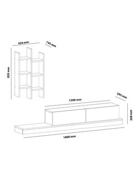 Έπιπλο Τηλεόρασης Rumba Pakoworld σε Λευκή-oak Απόχρωση 180x30x31εκ