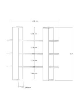 Βιβλιοθήκη Yotek Pakoworld σε Καρυδί Απόχρωση 120x23x120εκ