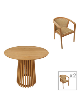 Τραπεζαρία Granny-Kenda Pakoworld σετ 3τεμ σε Φυσική-Μπεζ Απόχρωση Φ80x75εκ