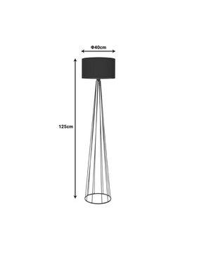 Φωτιστικό Δαπέδου Florencia Pakoworld ε27 Μαύρο Ύφασμα-Μέταλλο Φ40x125εκ