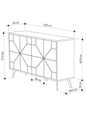 Μπουφές Dune Pakoworld σε Καρυδί Απόχρωση 123x35x77.4εκ