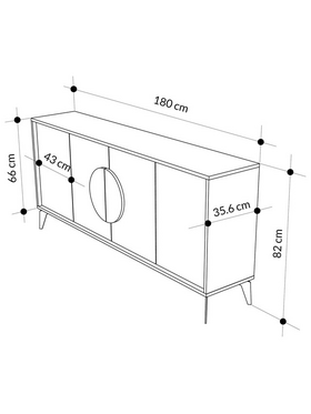 Μπουφές Gora Pakoworld σε Απόχρωση Ανοιχτό Καρυδί 180x35.6x82εκ