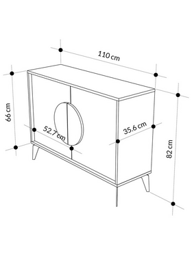 Μπουφές Gora Pakoworld σε Απόχρωση Ανοιχτό Καρυδί 110x35.6x82εκ