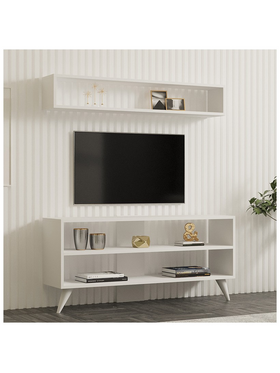 Σύνθετο Σαλονιού Prestige Pakoworld σε Λευκή Απόχρωση 120x29,6x50εκ