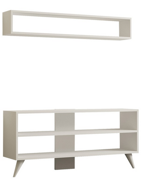 Σύνθετο Σαλονιού Prestige Pakoworld σε Λευκή Απόχρωση 120x29,6x50εκ
