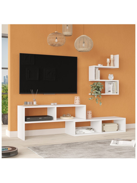 Σύνθετο Σαλονιού Kakomo Pakoworld σε Λευκή Απόχρωση 170x29.5x43εκ