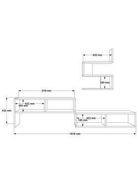 Σύνθετο Σαλονιού Kakomo Pakoworld σε Λευκή Απόχρωση 170x29.5x43εκ