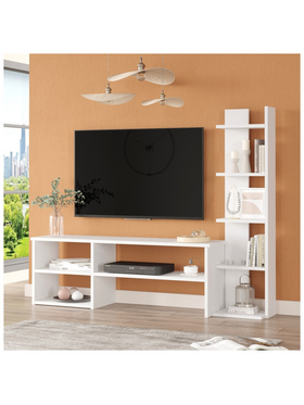 Σύνθετο Σαλονιού Perla Pakoworld σε Λευκή Απόχρωση 120x29.5x41,8εκ