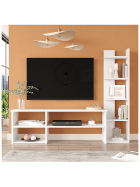 Σύνθετο Σαλονιού Perla Pakoworld σε Λευκή Απόχρωση 120x29.5x41,8εκ