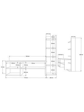 Σύνθετο Σαλονιού Perla Pakoworld σε Λευκή Απόχρωση 120x29.5x41,8εκ