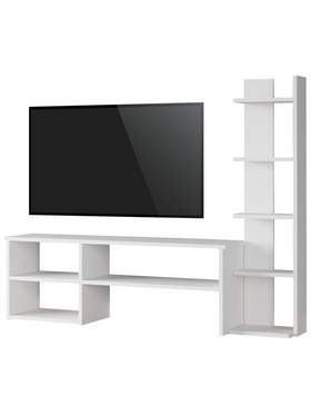 Σύνθετο Σαλονιού Perla Pakoworld σε Λευκή Απόχρωση 120x29.5x41,8εκ