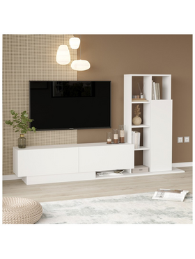 Σύνθετο Σαλονιού Damon Pakoworld σε Λευκή Απόχρωση 140x29.5x39.5εκ