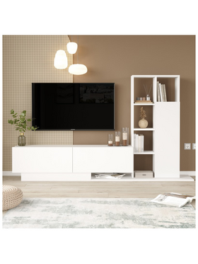 Σύνθετο Σαλονιού Damon Pakoworld σε Λευκή Απόχρωση 140x29.5x39.5εκ