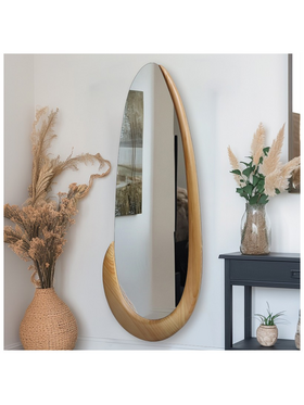 Καθρέπτης Οβάλ Marly Pakoworld mdf σε Φυσική Απόχρωση 50.5x4x127εκ