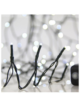 Σειρα, 1500 led 3mm, 31v, 8 Προγραμματα, με Μετασχηματιστη, Προεκταση Παροχης 300cm, Πρασινο Καλωδιο, Λευκο Led, ανα 5cm, Ιρ44