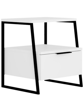 Κομοδίνο Johana Pakoworld Μαύρο-Λευκό 45x40x50εκ