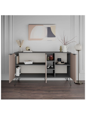 Μπουφές Clara Pakoworld σε Μόκα-Ανθρακί Απόχρωση 142x35,6x83εκ