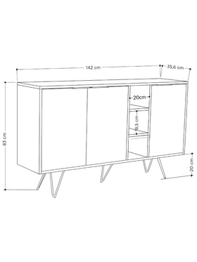 Μπουφές Clara Pakoworld σε Μόκα-Ανθρακί Απόχρωση 142x35,6x83εκ