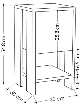 Κομοδίνο ema Pakoworld Μελαμίνη σε Μόκα Απόχρωση 30x30x55εκ