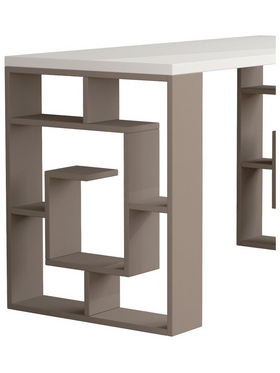 Γραφείο Labirent Pakoworld Χρώμα Λευκό-Μόκα 140x60x75εκ
