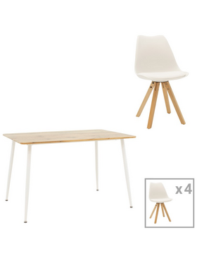 Τραπεζαρία Cuba-Caron Pakoworld σετ 5τεμ Sonoma-Λευκό 120x80x75εκ