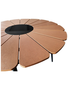 Τραπέζι Pinap Pakoworld Μαύρο Αλουμίνιο και Plywood σε Φυσική Απόχρωση Φ110x74εκ