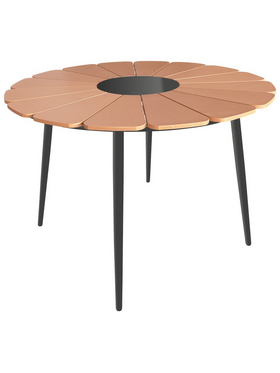 Τραπέζι Pinap Pakoworld Μαύρο Αλουμίνιο και Plywood σε Φυσική Απόχρωση Φ110x74εκ
