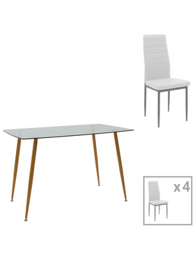Τραπεζαρία Cuba-Parker Pakoworld σετ 5τεμ Sonoma-Λευκό 120x80x75εκ