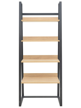 Βιβλιοθήκη Ryder Pakoworld σε oak-Μαύρη Απόχρωση 75x36x185εκ
