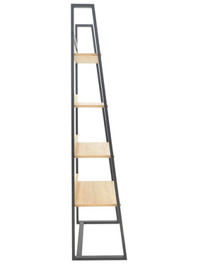 Βιβλιοθήκη Ryder Pakoworld σε oak-Μαύρη Απόχρωση 75x36x185εκ