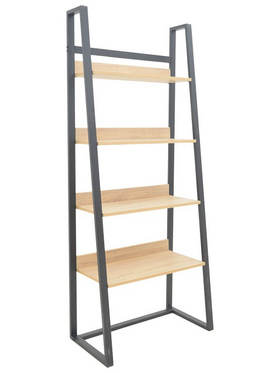 Βιβλιοθήκη Ryder Pakoworld σε oak-Μαύρη Απόχρωση 75x36x185εκ