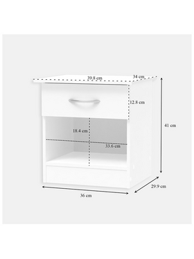 Κομοδίνο Kona Pakoworld σε Λευκή Απόχρωση 40x34x42εκ