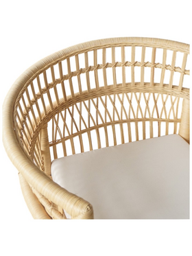 Πολυθρόνα Necorian Paakoworld Teak Ξύλο με pe Rattan σε Φυσική Απόχρωση και Λευκό Μαξιλάρι 80x70x87εκ