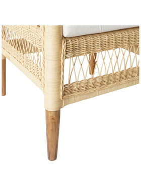 Πολυθρόνα Necorian Paakoworld Teak Ξύλο με pe Rattan σε Φυσική Απόχρωση και Λευκό Μαξιλάρι 80x70x87εκ