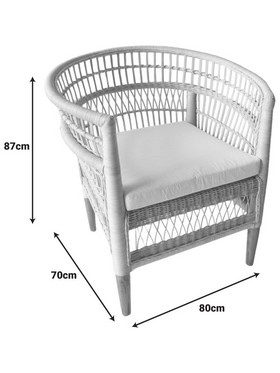 Πολυθρόνα Necorian Paakoworld Teak Ξύλο με pe Rattan σε Φυσική Απόχρωση και Λευκό Μαξιλάρι 80x70x87εκ