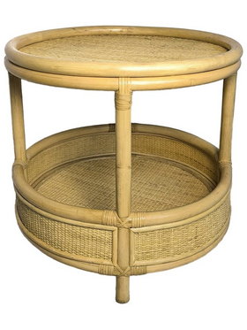 Βοηθητικό Τραπέζι Moody Pakoworld pe Rattan σε Φυσική Απόχρωση Φ55x51εκ