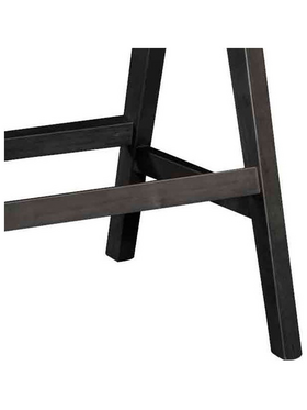 Σκαμπό bar Winslow Pakoworld Ξύλο Rubberwood Μαύρο-pvc Rattan Φυσικό-Ύφασμα Γκρι