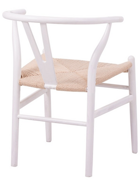 Καρέκλα Wishbone Pakoworld Rubberwood-Σχοινί σε Λευκή Απόχρωση 60x51x80εκ