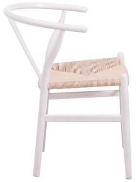 Καρέκλα Wishbone Pakoworld Rubberwood-Σχοινί σε Λευκή Απόχρωση 60x51x80εκ