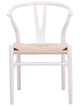 Καρέκλα Wishbone Pakoworld Rubberwood-Σχοινί σε Λευκή Απόχρωση 60x51x80εκ