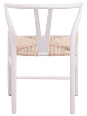 Καρέκλα Wishbone Pakoworld Rubberwood-Σχοινί σε Λευκή Απόχρωση 60x51x80εκ